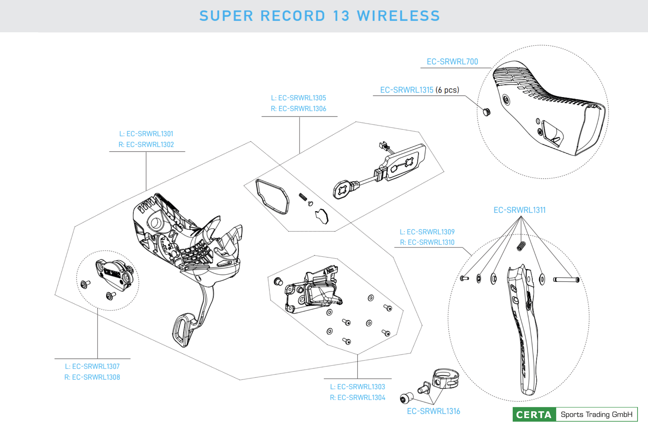 Super Record WRL 13s Ergopower CAMPAGNOLO Super Record WRL Hebelabdeckung,13s