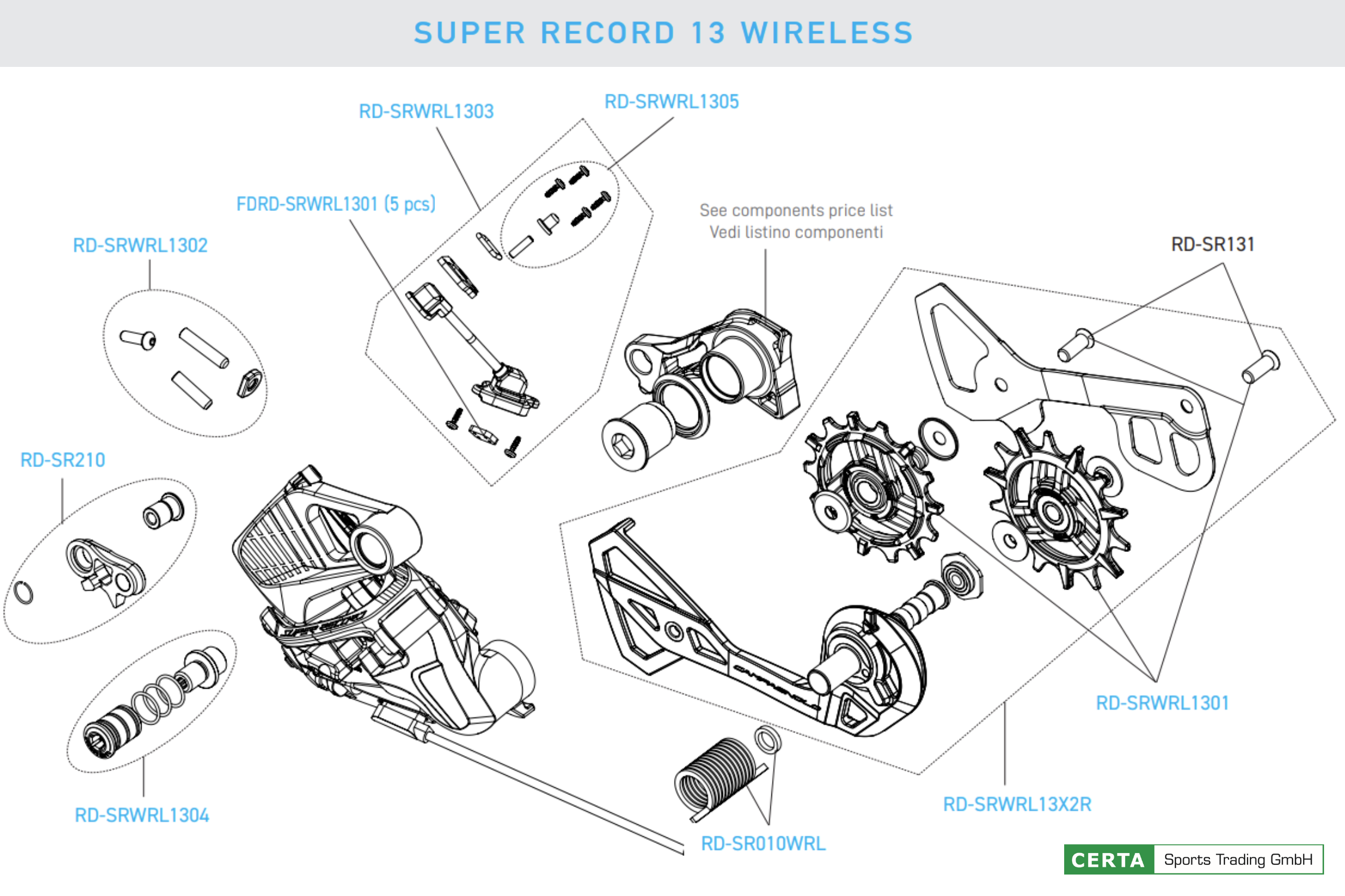 Super Record 13s Wireless Schaltwerk CAMPAGNOLO Super Record WRL Elektrokabelsatz Schaltwerk