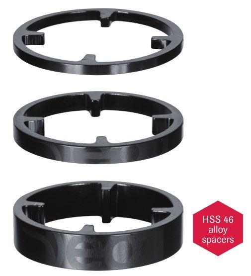DEDA Spacer en aluminium, Ø46, anodisé noir avec logo