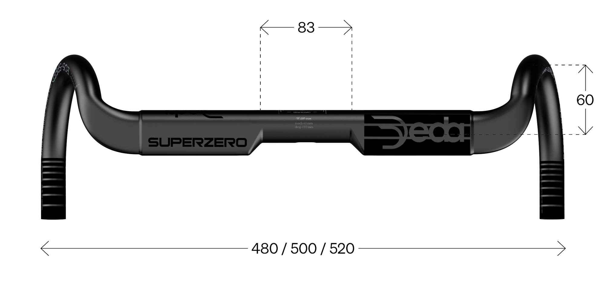 DEDA Superzero Gravel guidon carbone, Ø31.7, 16°