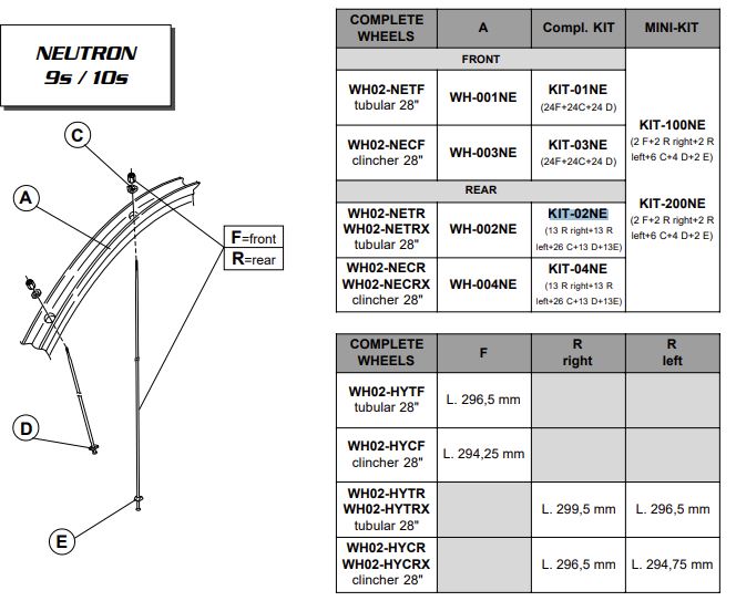 CAMPAGNOLO Neutron Speichenkit tubular, hinten