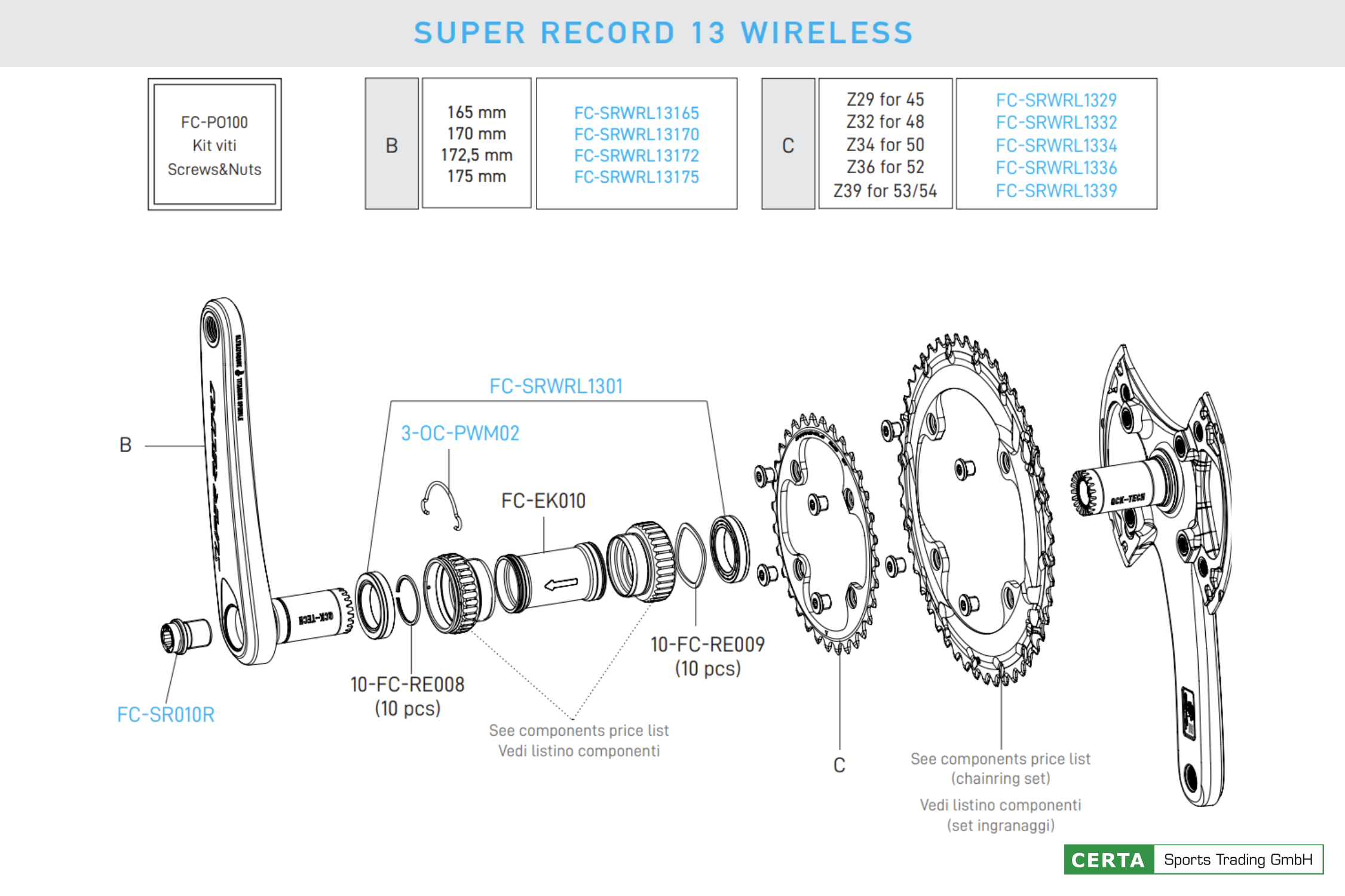 SR WRL 13s CAMPAGNOLO Super Record WRL Kettenblatt